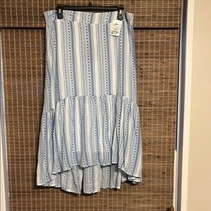 Elegant Blue and White Striped Maxi Skirt